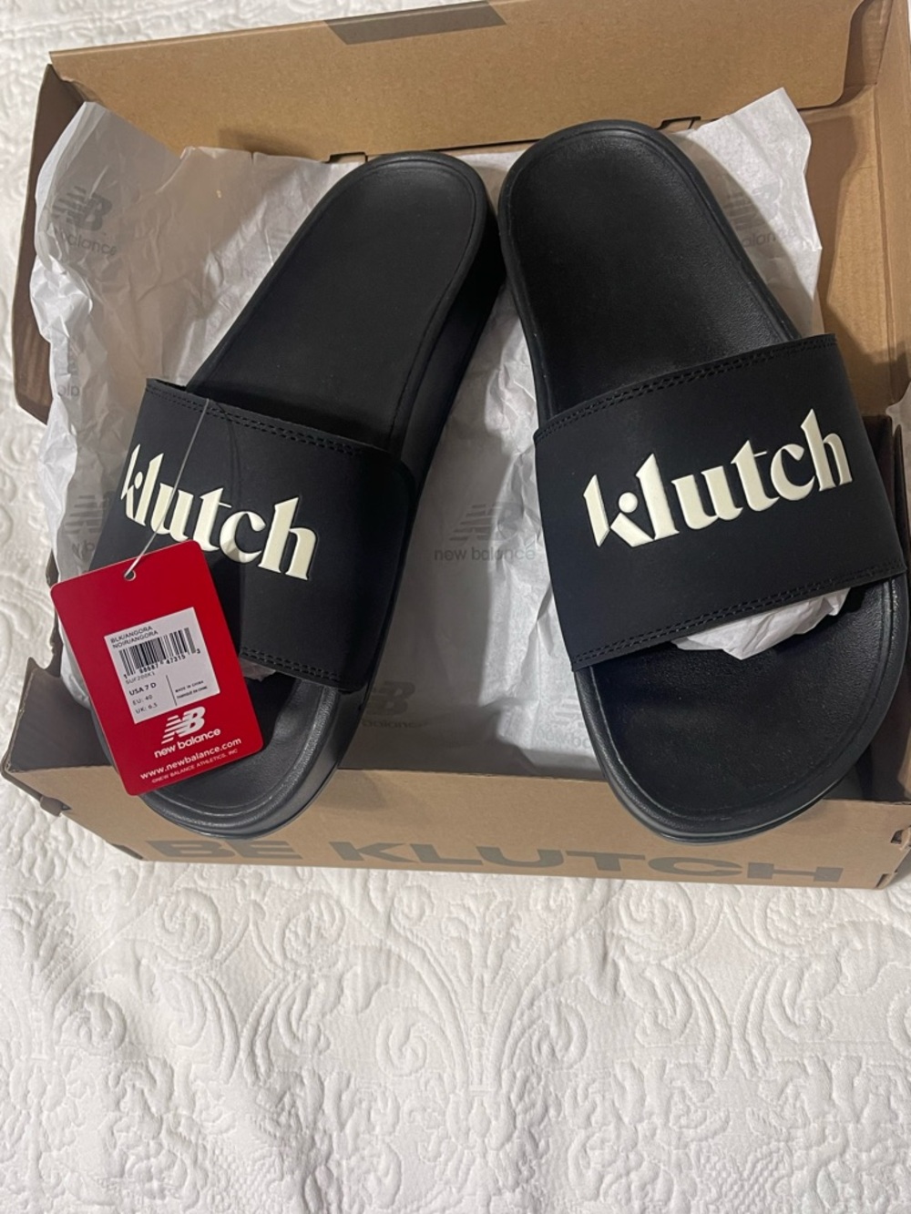 New Balance Black Unisex Klutch Logo Slide Sandals